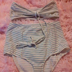 High Waisted Blue White Vintage Bikini (M/L)